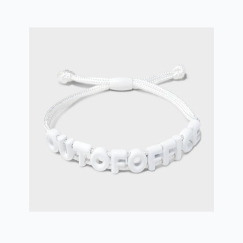 White Beaded Bracelet with 'OUT OF OFFICE'